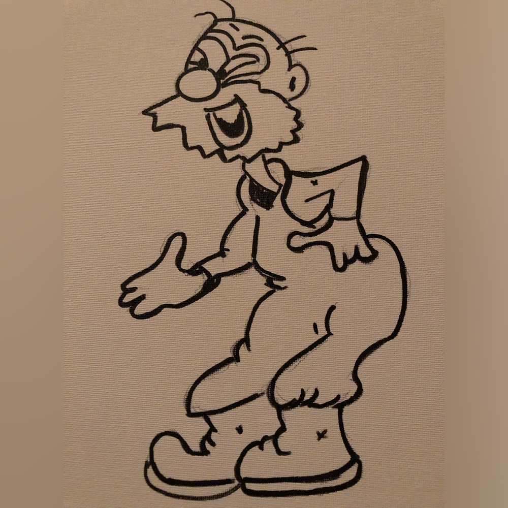 Black and White Cartoon Character Art
